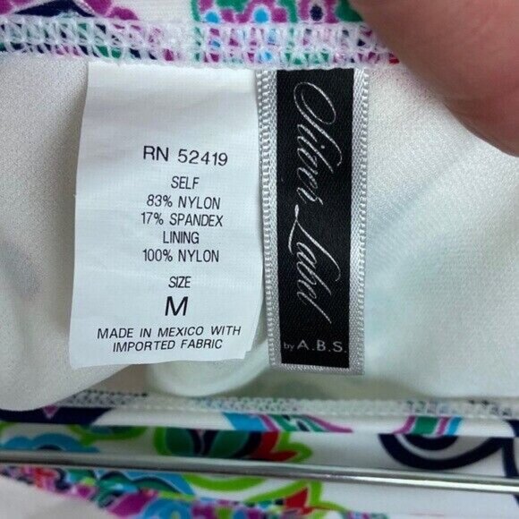 NWT ABS Allen Schwartz Bikini Triangle Top Tie Bottom Top Size 4 Bottoms Medium - Picture 5 of 12